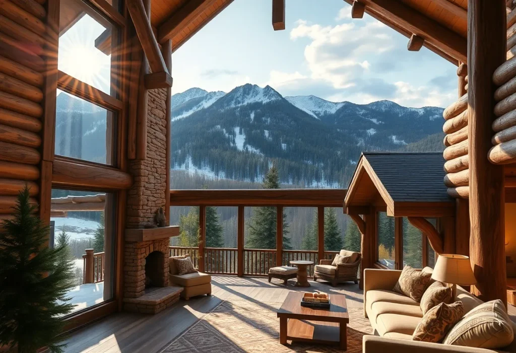mountain cabin - Warm wood tones and soft blankets create a tranquil, inviting atmosphere, perfect for relaxation amidst breathtaking mountain views.