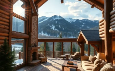 mountain cabin - Warm wood tones and soft blankets create a tranquil, inviting atmosphere, perfect for relaxation amidst breathtaking mountain views.