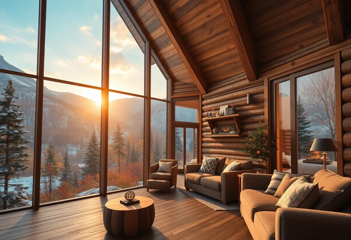 Romantic cabin getaway in a serene forest setting.