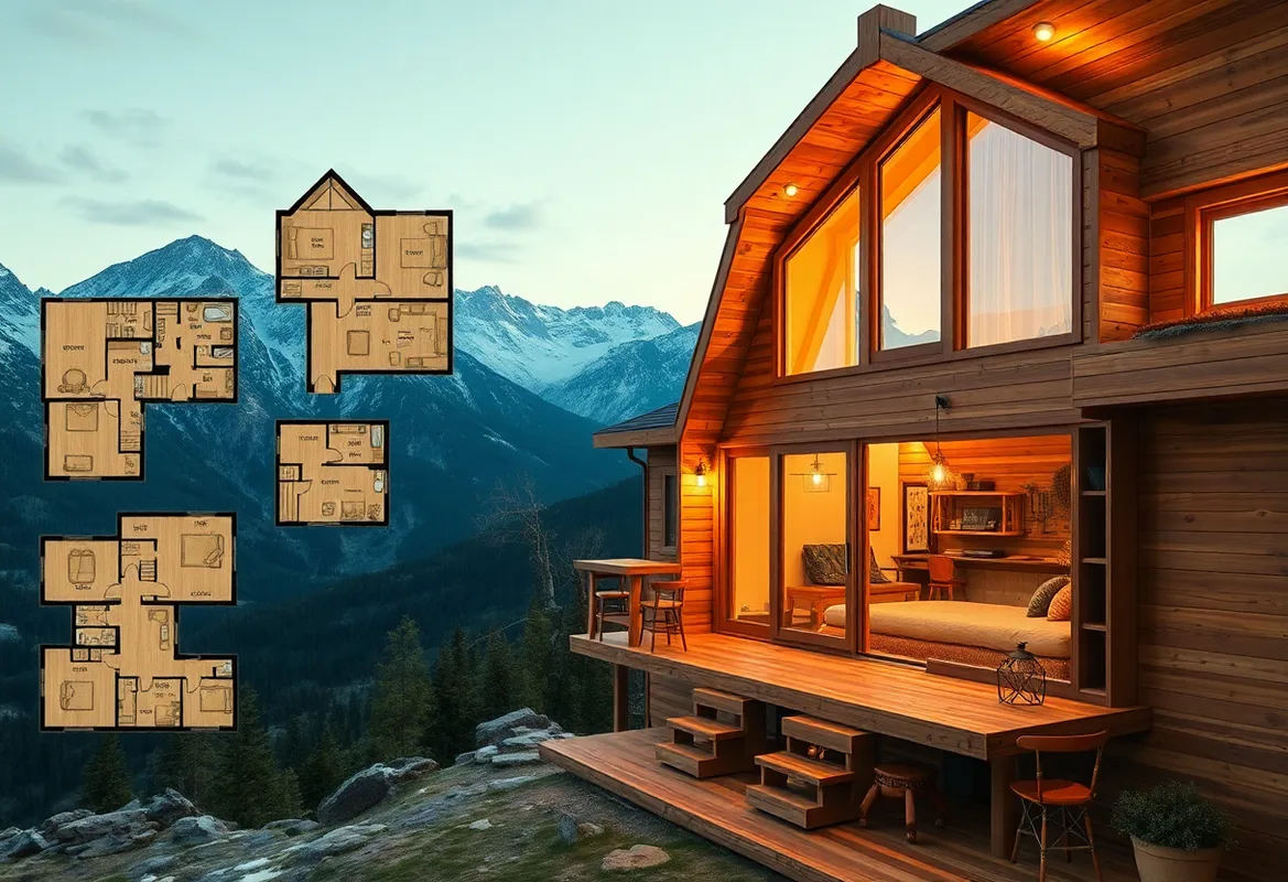A cozy interior of Tiny House Cabins with diverse floor plans.