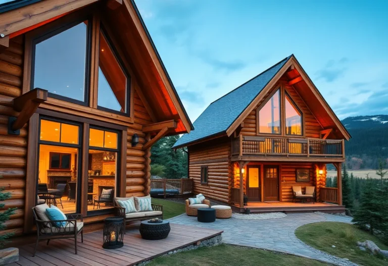 Warm wooden textures, soft earthy tones, and inviting views create a serene atmosphere for family bonding in budget-friendly cabins.