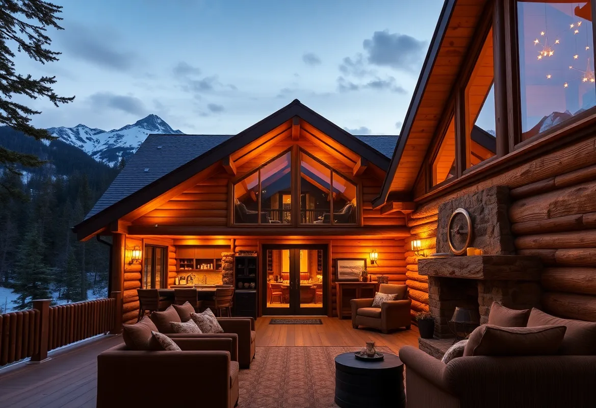 Cozy log cabin nestled in a serene forest setting.