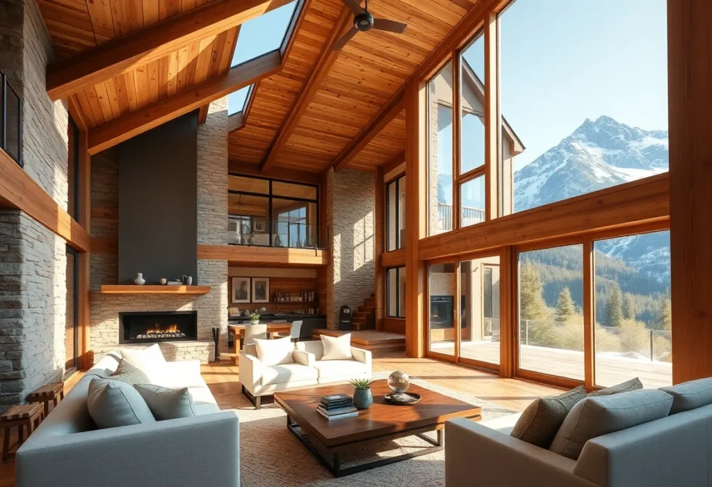 Cheap Cabin Rentals - The warm wooden cabin exudes rustic charm, surrounded by vibrant green pines and a breathtaking blue sky, inviting tranquility.