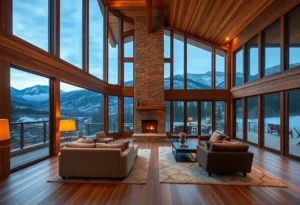 Romantic cabin getaway - Warm hues of wood and soft blankets create an inviting, cozy vibe, with breathtaking mountain views enhancing the romantic atmosphere.