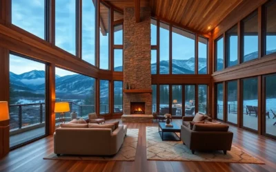 Romantic cabin getaway - Warm hues of wood and soft blankets create an inviting, cozy vibe, with breathtaking mountain views enhancing the romantic atmosphere.