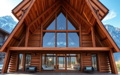 Warm wooden tones and crisp white contrasts create a cozy, inviting vibe among the serene natural surroundings of A-Frame Cabins.