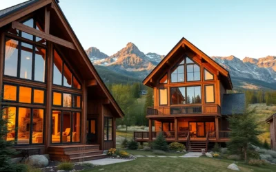Cabins in Colorado - Warm wooden textures and vibrant greenery create a serene escape. Experience the crisp mountain air and stunning Colorado landscapes.