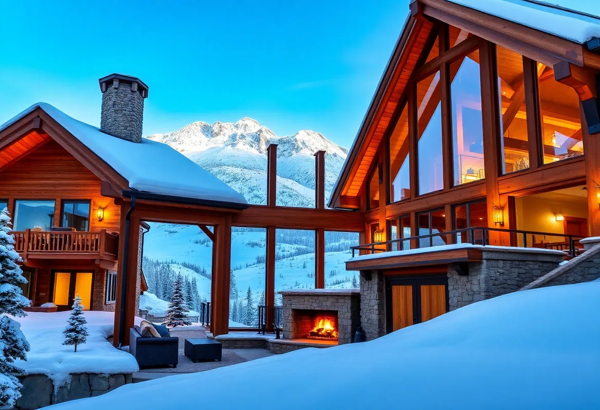 Cozying Up Winter Retreats Cozy winter cabin rentals with captivating views and warm fires.