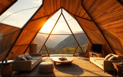 Glamping Domes - Warm earthy tones and soft textures create a serene, inviting atmosphere in the Glamping Dome, surrounded by nature's beauty.