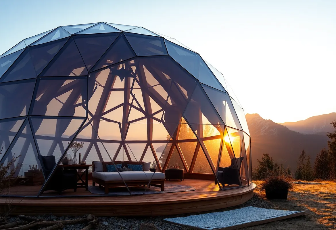 Serene glamping domes nestled in nature with beautiful surroundings