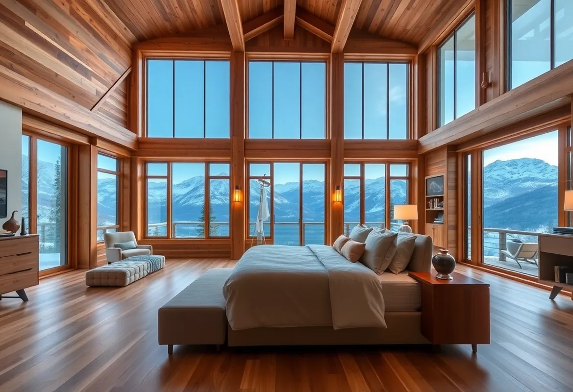 Luxury Mountain Cabins featuring a cozy and stylish bedroom retreat.
