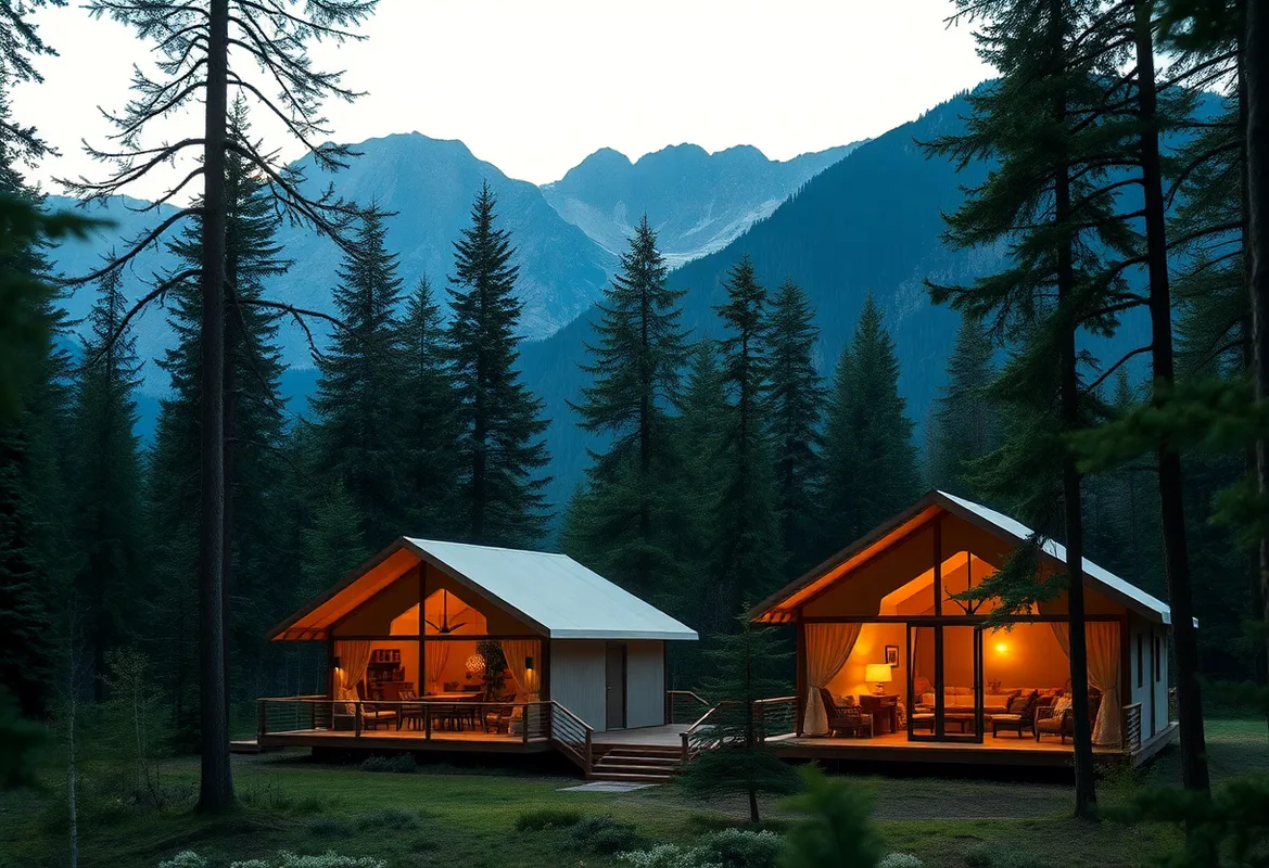 Forest Glamping: Cozy tents nestled among lush green trees