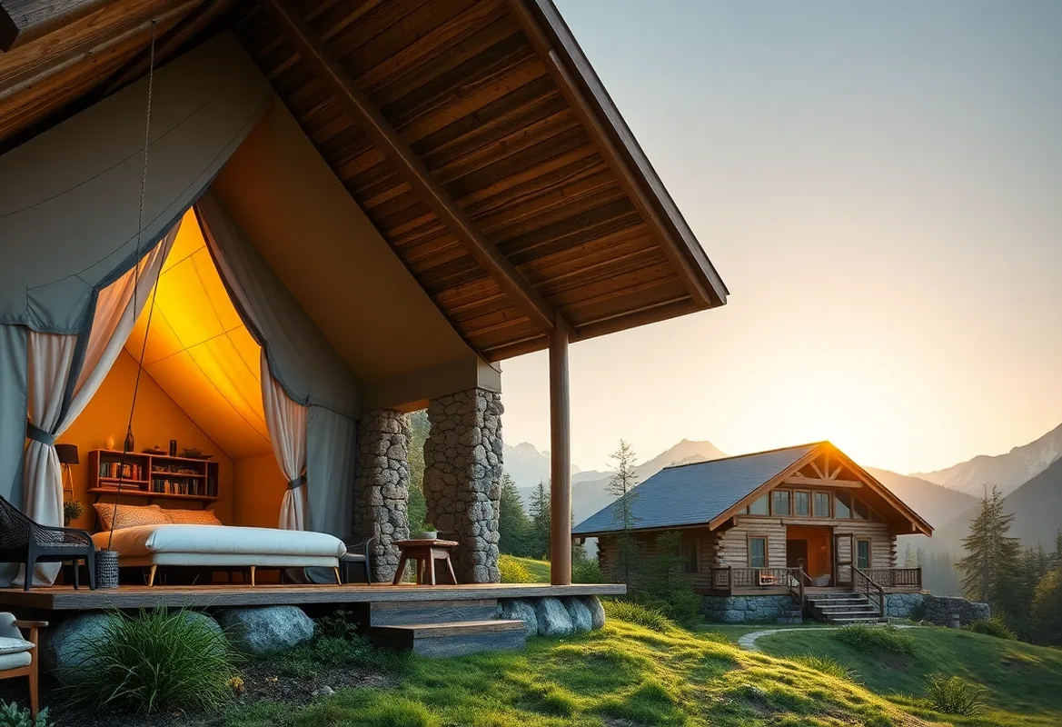 Glamping vs Cabin Stay: A cozy cabin in nature.