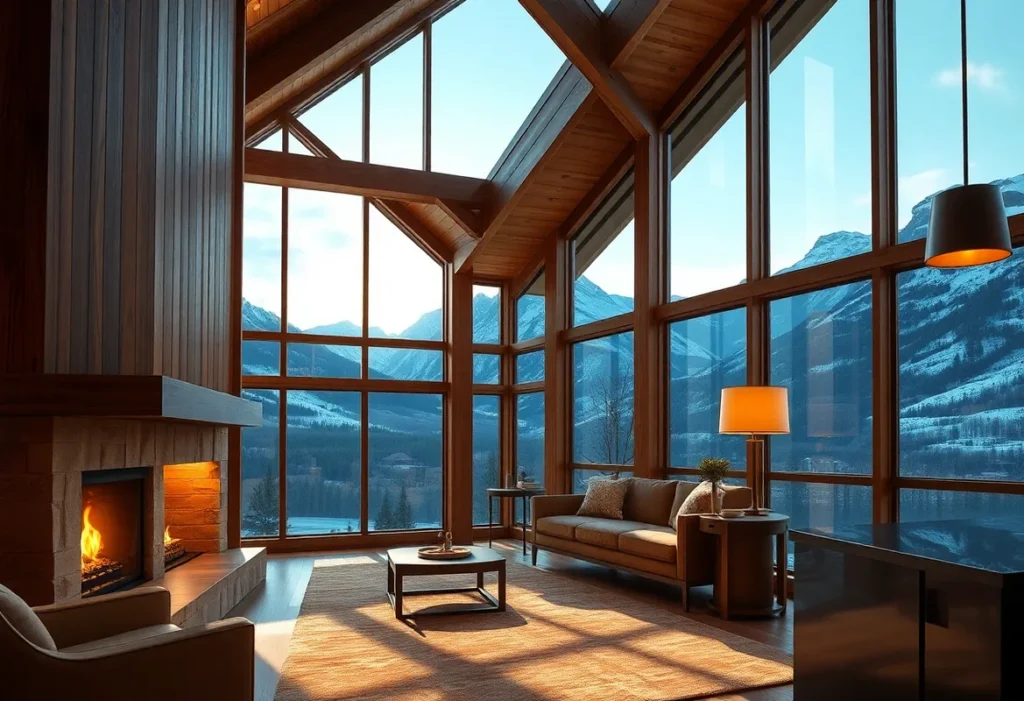Warm wooden tones, soft candlelight, and cozy blankets create an intimate atmosphere in secluded romantic cabins for a perfect retreat.