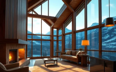 Warm wooden tones, soft candlelight, and cozy blankets create an intimate atmosphere in secluded romantic cabins for a perfect retreat.