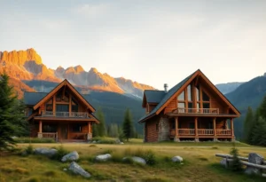 Cabin Rentals - Rustic wood textures, warm earth tones, and vibrant green foliage create a cozy, tranquil atmosphere perfect for escape.