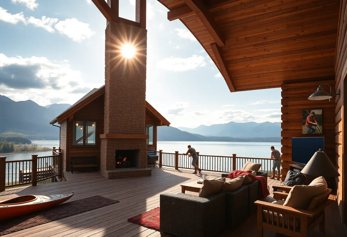 Beautiful lakefront view from cheap cabin rentals in North Georgia.