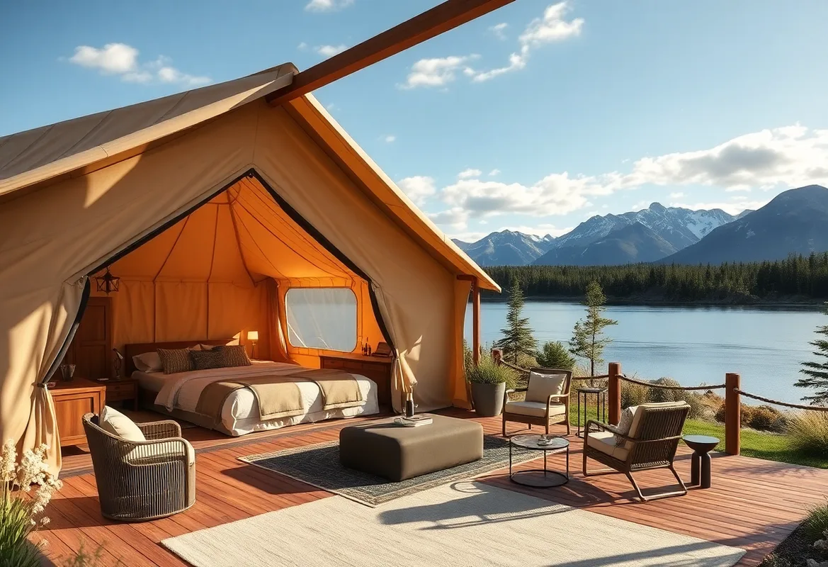 Luxurious tents for glamping near lakes in Oregon's nature