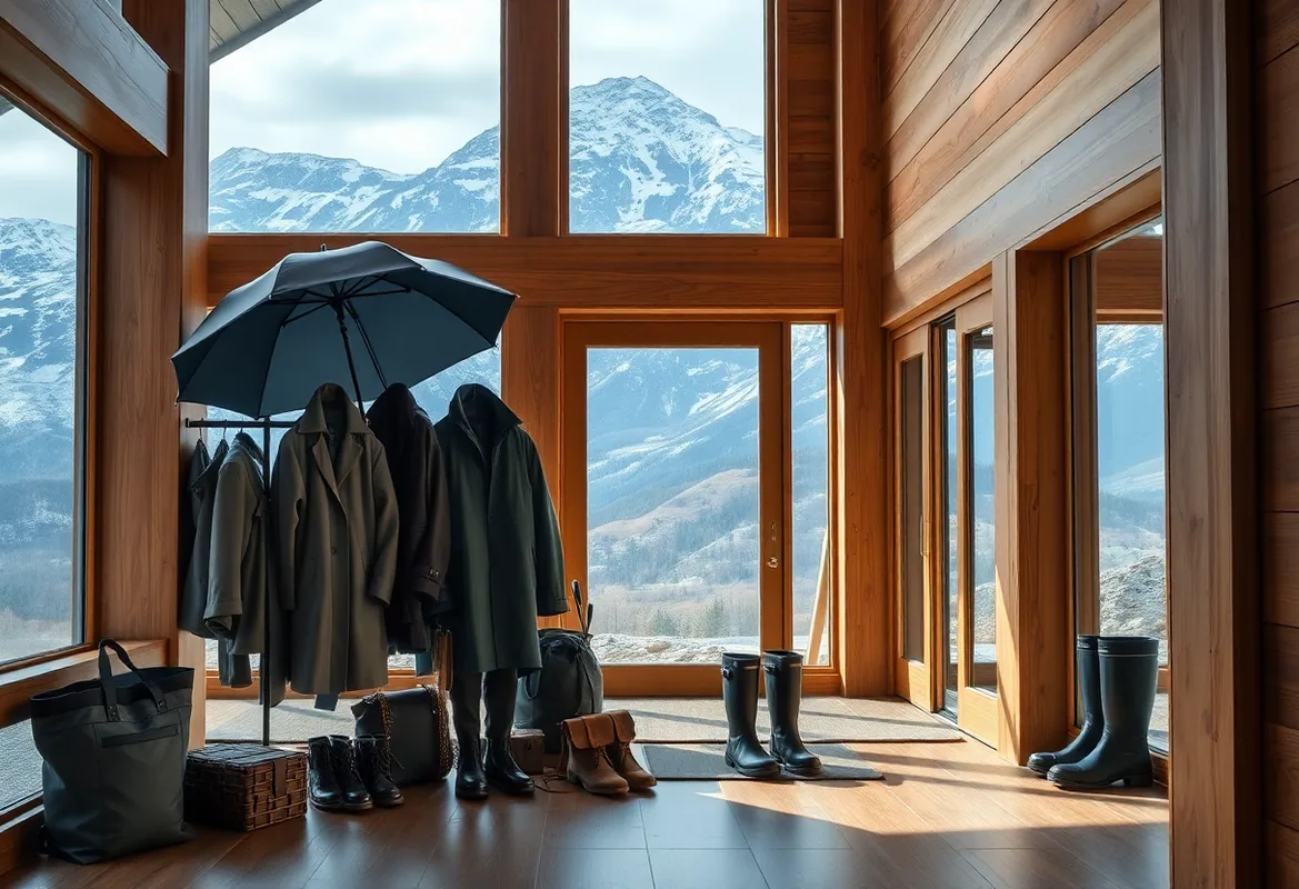 Cabin Packing Checklist with essential gear for rainy days